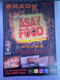 Restaurant halal Asay food à Clermont-l'Hérault (la carte)