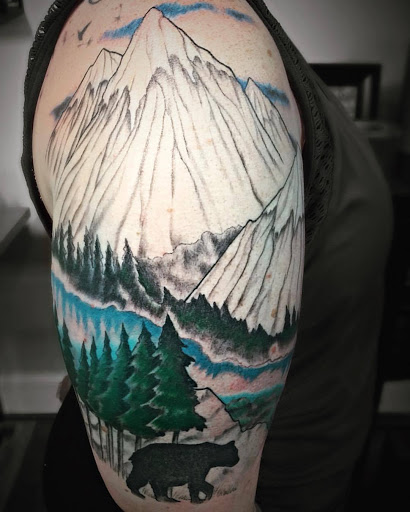 Explore side thigh tattoo ideas, creative tattoo ideas in Arlington, available at Lady Octopus Tattoos