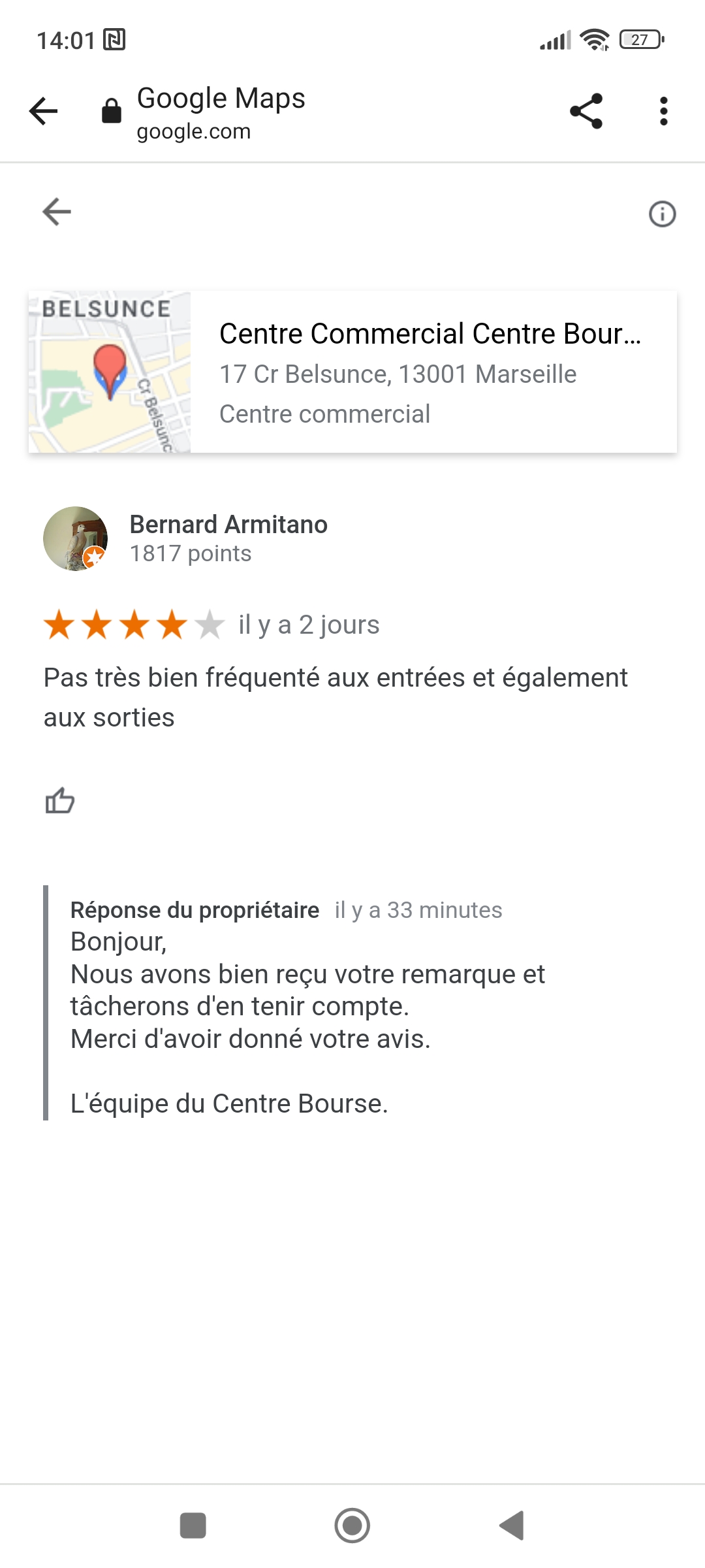Photo n° 1 de l'avis de Bernard.r fait le 21/12/2022 à 12:26
