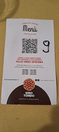 Pizzeria Girotondo à Matera (la carte)
