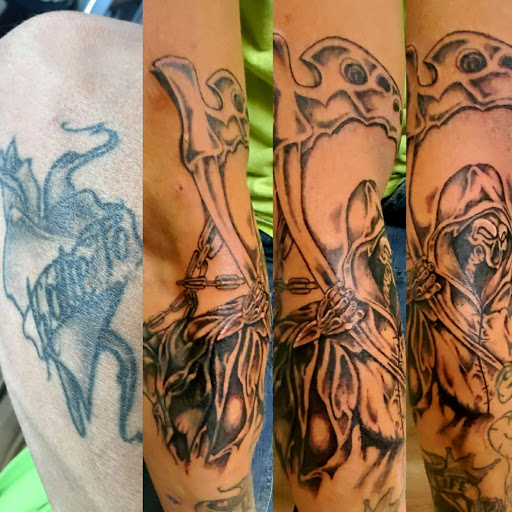 Explore tattoo cover up ideas for words, creative tattoo ideas in Plymouth, available at Twisted Ink LLC