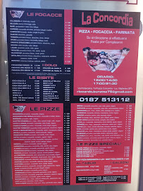 Menu du Pizzeria La Concordia à La Spezia
