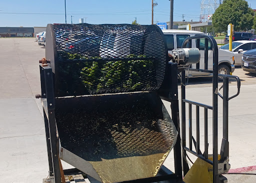 Roasting fresh Hatch chilis.