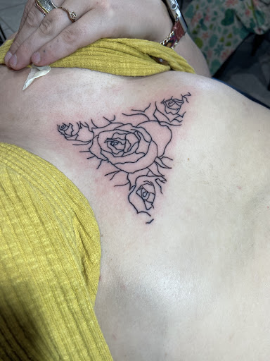Explore front thigh tattoo ideas, creative tattoo ideas in Yuma, available at The White Rook Tattoo Co.
