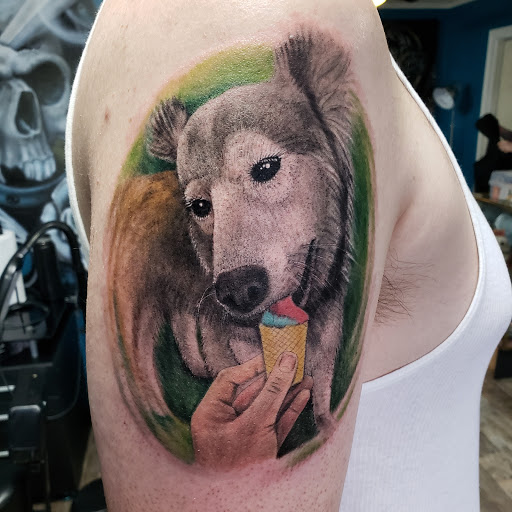 Explore swimming tattoo ideas, creative tattoo ideas in Calimesa, available at County Line Tattoo