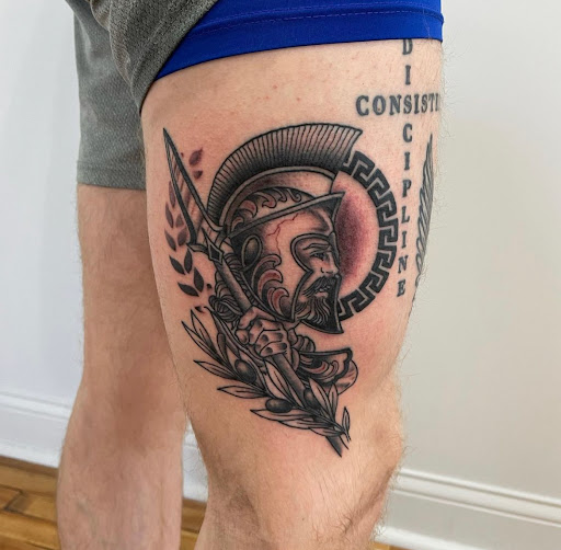 Explore forearm lion tattoo ideas, creative tattoo ideas in Kansas City, available at Golden Stag Tattoo and Gallery