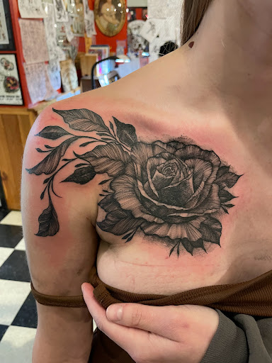 Explore hellscape battle sleeve tattoo ideas, creative tattoo ideas in Black River Falls, available at Black River Tattoo