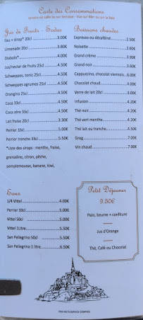 La Nouvelle Terrasse à Le Mont-Saint-Michel menu