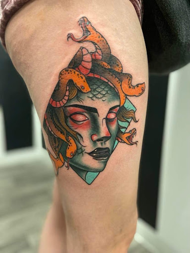 Explore patch tattoo ideas, creative tattoo ideas in Reno, available at Outlast Tattoo