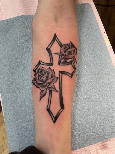 Explore mens inner bicep tattoo ideas, creative tattoo ideas in Metairie, available at Galactic Tattoo Studio