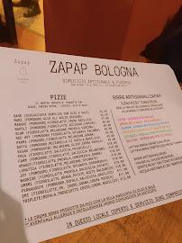 Menu du Zapap Pratello à Bologna