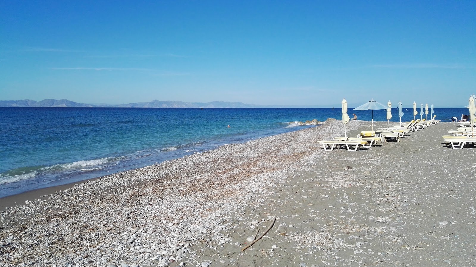 Photo of Theologos Beach with light sand &  pebble surface
