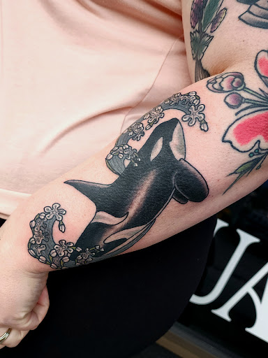 Explore vintage halloween tattoo ideas, creative tattoo ideas in Sequim, available at Coastal Lines Tattoo Emporium