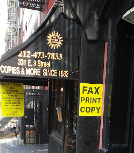 The Source Unltd Print and Copy Shop, 331 E 9th St, New York, NY 10003, USA, 