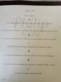 Restaurant Philip à Fontaine-de-Vaucluse carte