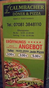 Menu / carte de Calmbacher Döner & Pizza à Bad Wildbad