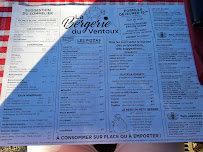 LA BERGERIE DU VENTOUX à Mormoiron menu