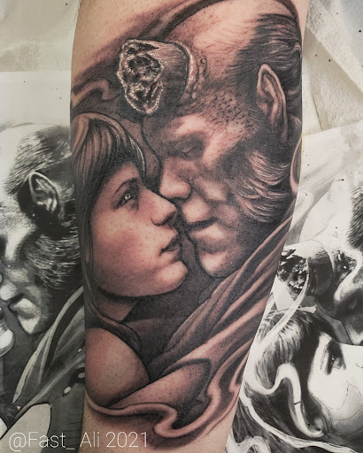 Explore chin tattoo ideas, creative tattoo ideas in Cranford, available at Lost & Found Tattoo Studio