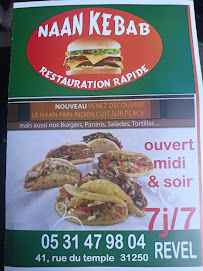 Restauration rapide Naan Kebab à Revel (le menu)