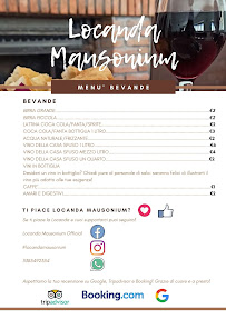 Menu / carte de Locanda Mausonium à Mascioni