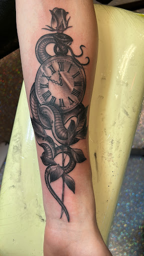 Explore landscape tattoo ideas, creative tattoo ideas in Houston, available at The Neon Jackal Tattoo