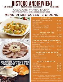 Restaurant Ristoro Andirivieni à Villanova d'Asti (la carte)