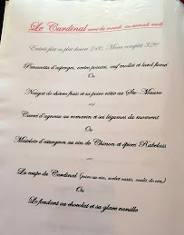 Menu / carte de Auberge Le Cardinal à Richelieu