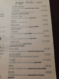 Carte du Ristorantino Degustazione & Pizza 'S EIKE pame stifl à Sauris di Sopra