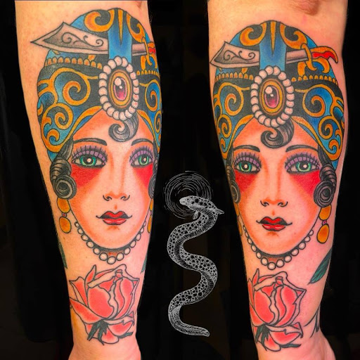 Explore dinosaur tattoo ideas, creative tattoo ideas in Canton, available at Iron Eel Tattoo