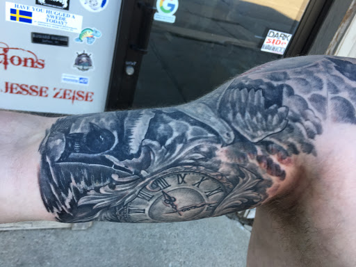 Explore polynesian sleeve tattoo ideas, creative tattoo ideas in Green Bay, available at Darkside Tattoo By Jesse Skywalker