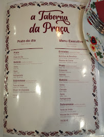 Carte du Taberna Da Praça : Restaurante com comida e sobremesas caseiras à moda portuguesa, com esplanada em Braga. à Braga