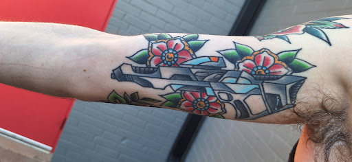 Explore sticker tattoo ideas, creative tattoo ideas in Oklahoma City, available at Black Magic Tattoo