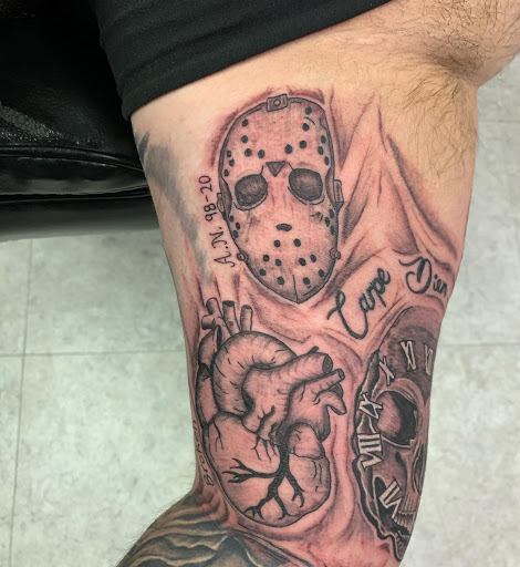 Explore left arm tattoo ideas, creative tattoo ideas in Hudson Falls, available at ALTERED ADDICTION TATTOOS