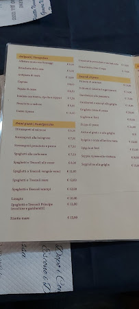 Principe à Vieste menu