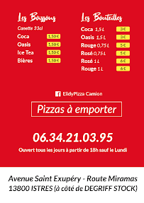 Menu / carte de Elidy Pizza à Istres