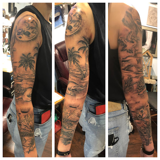 Explore karma tattoo ideas for men, creative tattoo ideas in Fairfield, available at Three Roses Studio