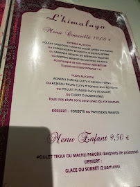 Menu / carte de Restaurant L'Himalaya à Dreux
