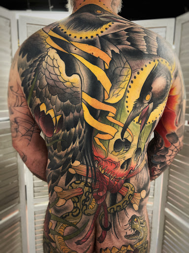 Explore tattoo background shading ideas, creative tattoo ideas in Anchorage, available at Ultra Violence Tattoo co.