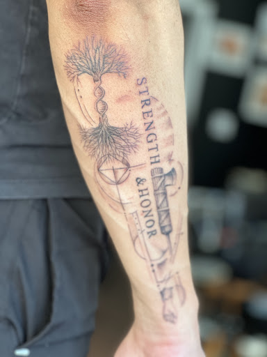 Explore small guy tattoo ideas, creative tattoo ideas in Scarsdale, available at Damm Nice Tattoo & Body Art