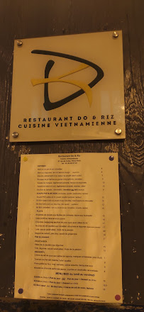 Restaurant vietnamien Do et Riz à Paris - menu / carte