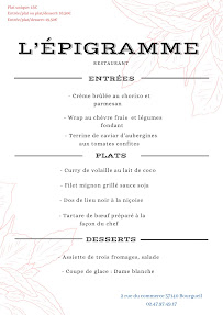 Restaurant L'épigramme à Bourgueil carte