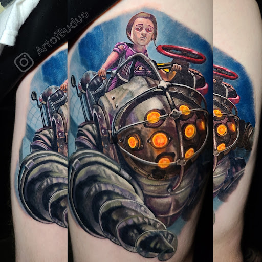 Explore dog tattoo ideas for men, creative tattoo ideas in Worcester, available at Studio 31 Tattoo Social Club