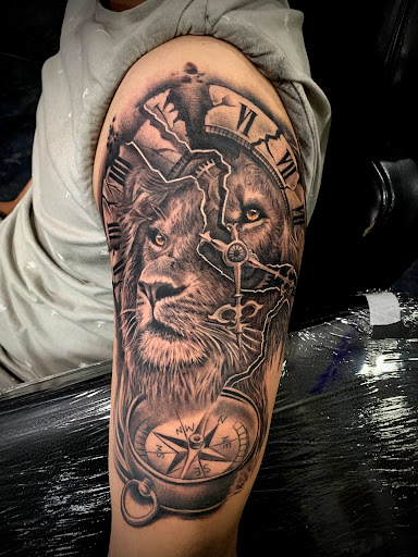 Explore zodiac sign tattoo ideas, creative tattoo ideas in Lancaster, available at DEADMANS STUDIO