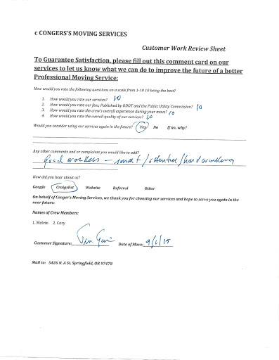 Moving and Storage Service «Congers Moving Services ODOT#165666», reviews and photos, 430 56th St, Springfield, OR 97478, USA