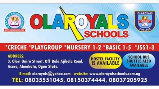 Olaroyals Schools, 3, Olori Oniru Street Off Bola Ajibola Road, Asero, 110282, Abeokuta, Nigeria, Day Care Center, state Oyo