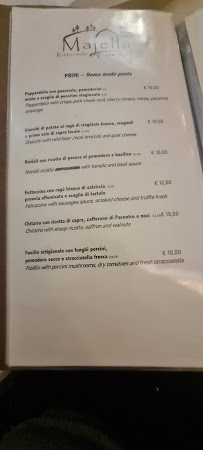 Ristorante Pizzeria Majella à Pacentro menu