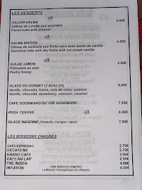 Restaurant indien RESTAURANT JAIPUR (Proche place Wilson et Rue Coupé de Longvic) à Dijon (la carte)