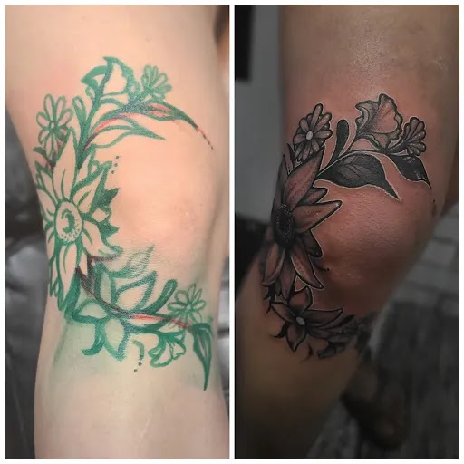 Explore flower arm tattoo ideas, creative tattoo ideas in Valdosta, available at Acid Ink Tattoos