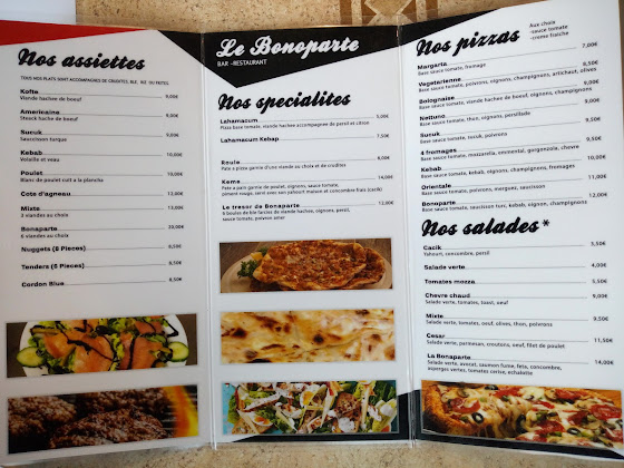 menu du restaurants Le Bonaparte à Autun