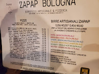 Pizzeria Zapap Pratello à Bologna (la carte)